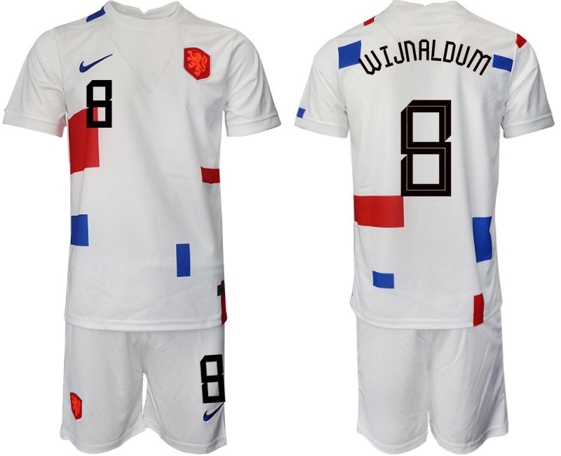 Men 2022 World Cup National Team Netherlands away white #8 Soccer Jersey->netherlands(holland) jersey->Soccer Country Jersey
